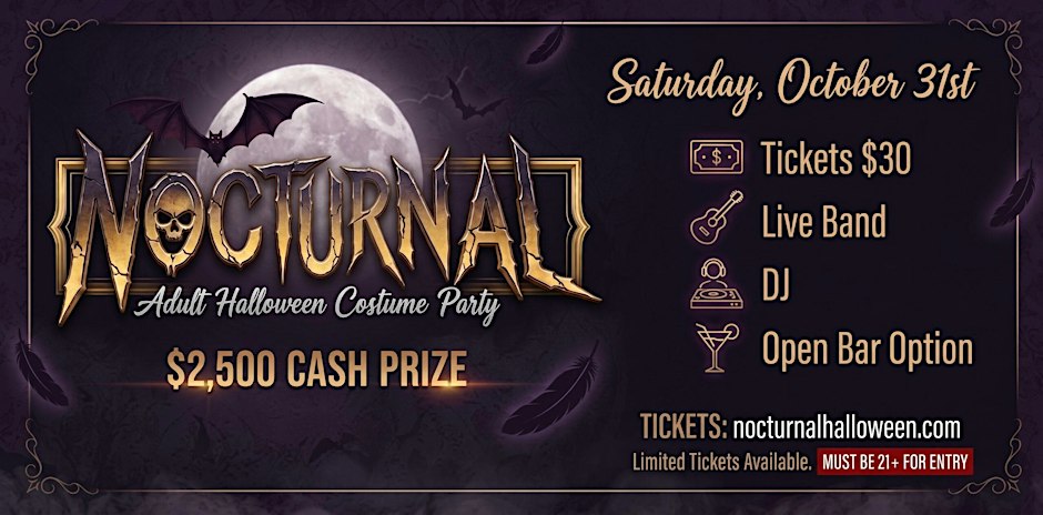 NOCTURNAL adult Halloween costume party flyer