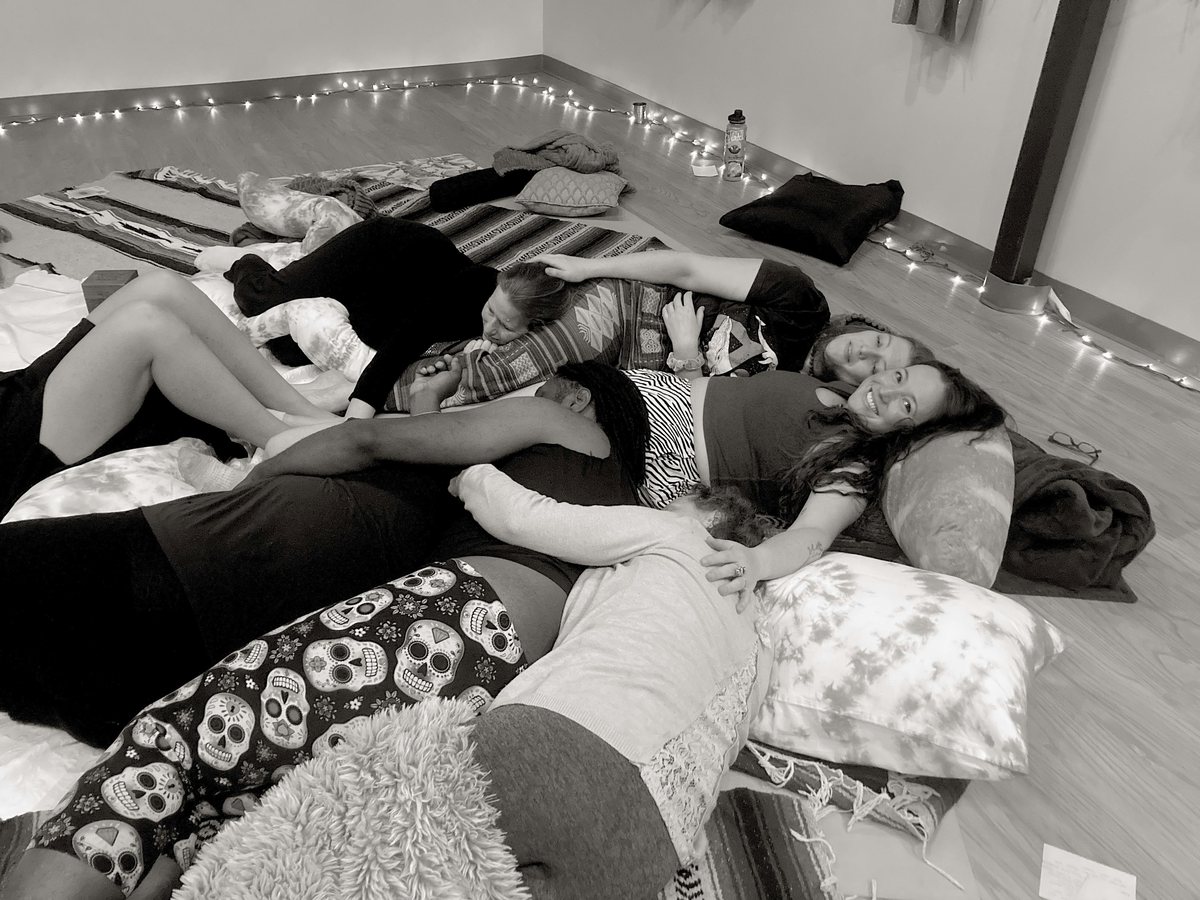 A group cuddling at a Denver Cuddle Puddle