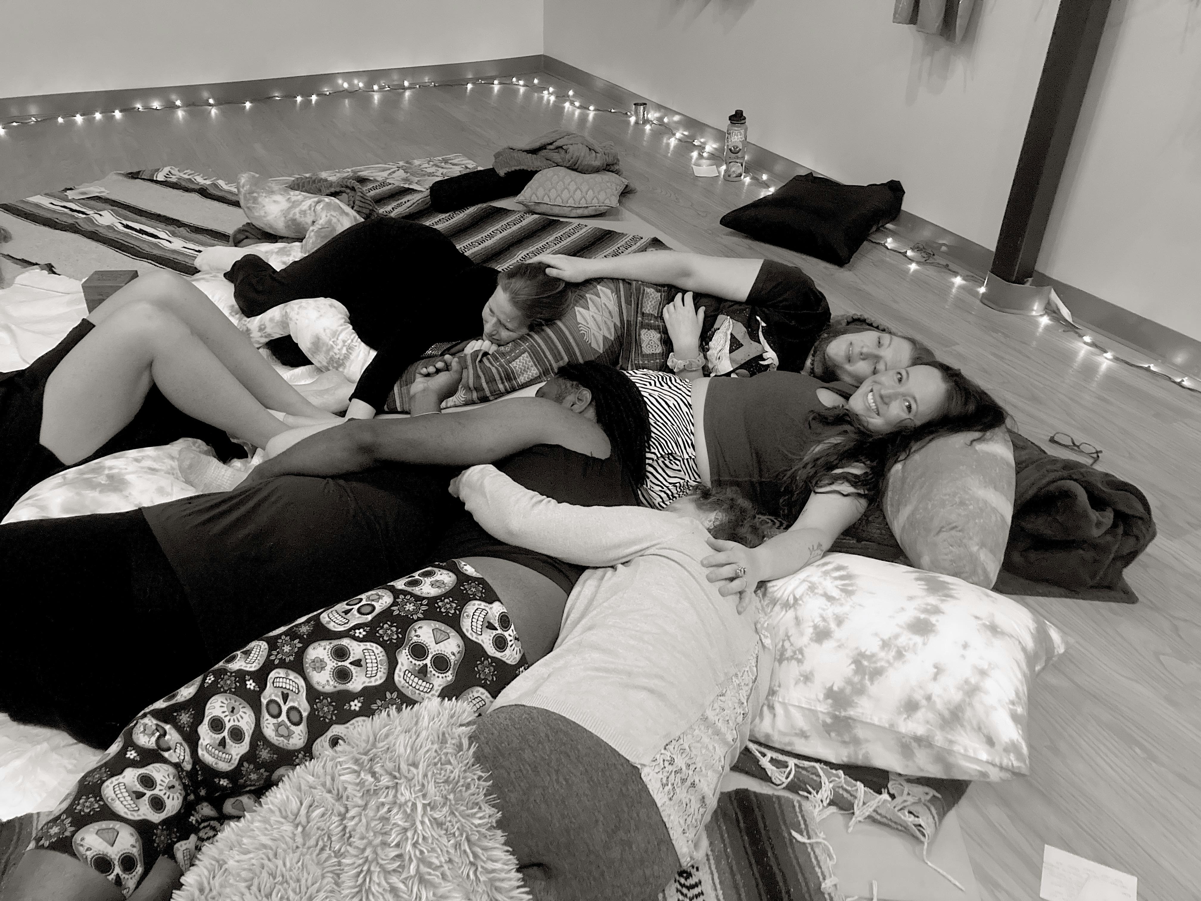 A group cuddling at a Denver Cuddle Puddle