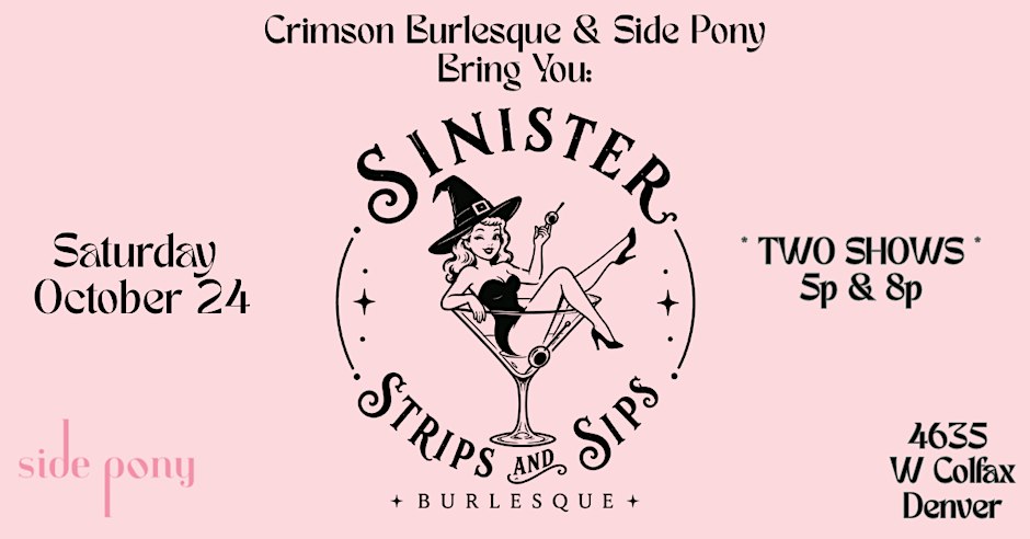 Sinister Strips and Sips flyer
