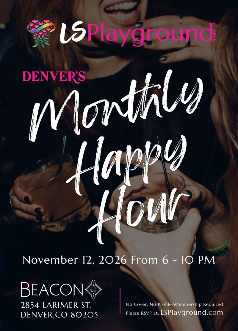 LSPlayground's Denver Monthly Happy Hour flyer