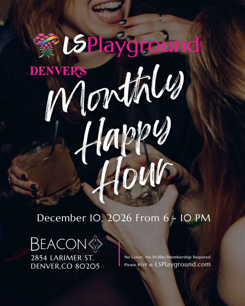 LSPlayground's Denver Monthly Happy Hour flyer